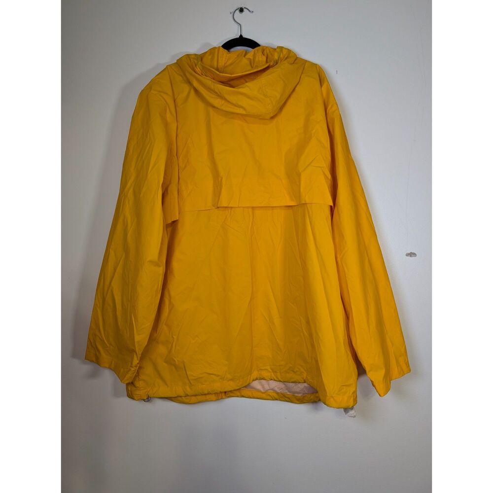 Lands' End Men's XL Yellow Rain Jacket Hooded Waterproof Windbreaker Utility - Picture 3 of 14
